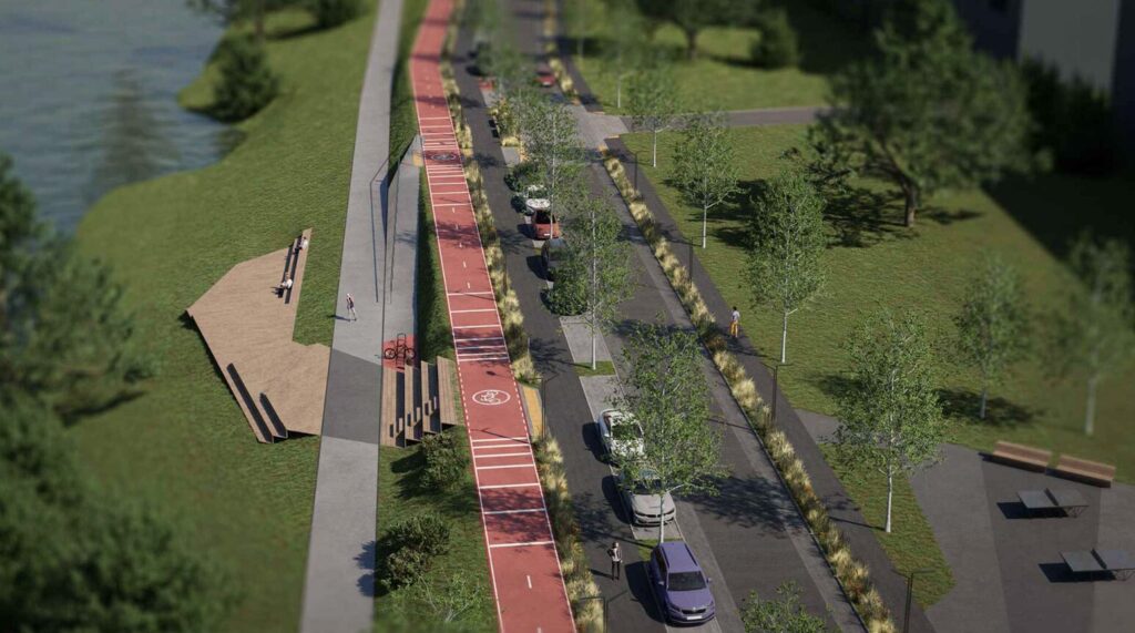 Nemuno krantinės gatvė (Nemuno krantinės g.) - Jalgrattatee, Tänav - visuaalne