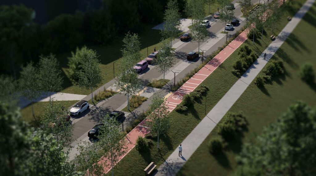 Nemuno krantinės gatvė (Nemuno krantinės g.) - Jalgrattatee, Tänav - visuaalne