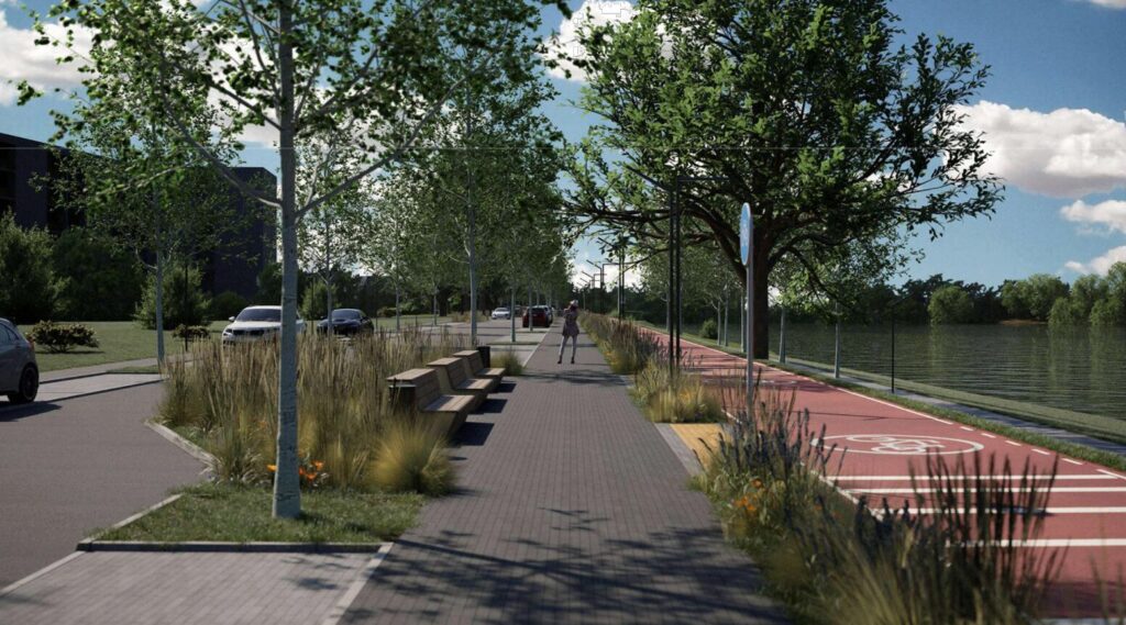 Nemuno krantinės gatvė (Nemuno krantinės g.) - Jalgrattatee, Tänav - visuaalne