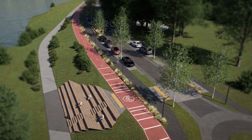 Nemuno krantinės gatvė (Nemuno krantinės g.) - Jalgrattatee, Tänav - visuaalne