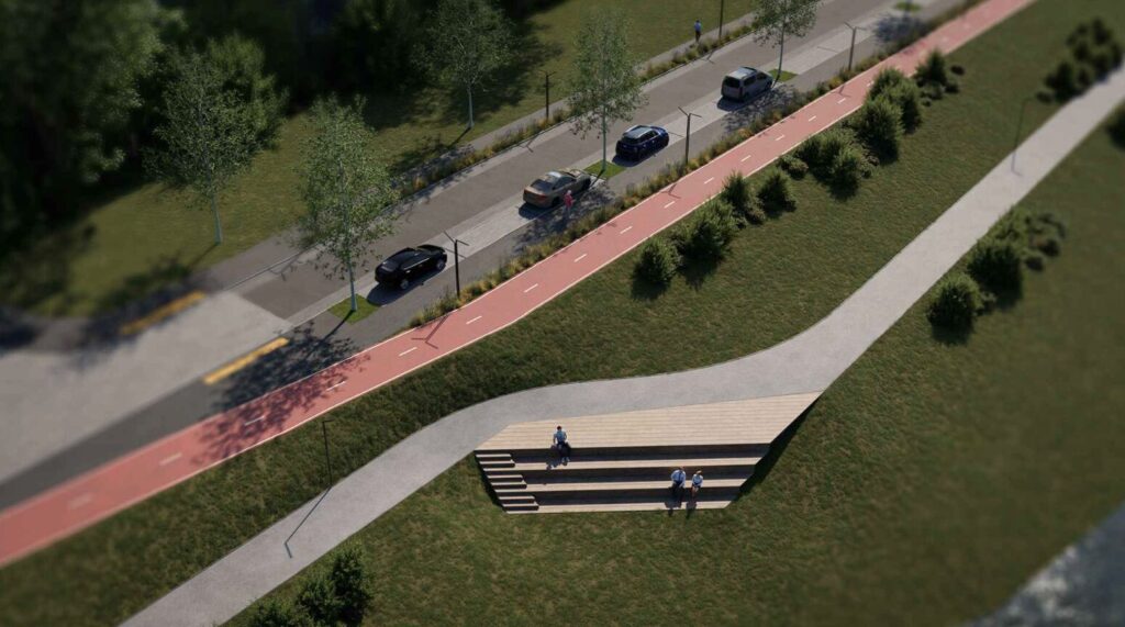 Nemuno krantinės gatvė (Nemuno krantinės g.) - Jalgrattatee, Tänav - visuaalne