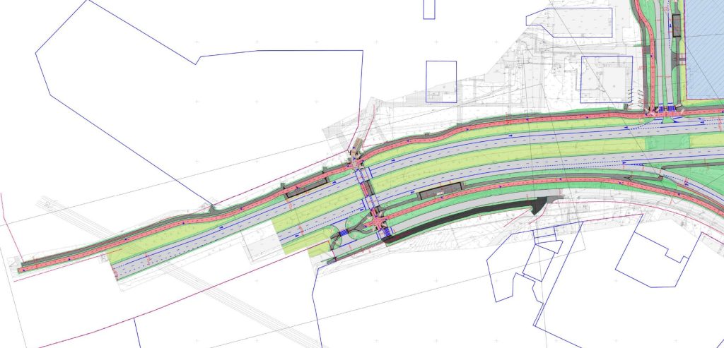 Ozo - Ukmergės - Gelvonų sankryža (Ozo g.) - Velosipēdu ceļš, Iela - vizualizācija