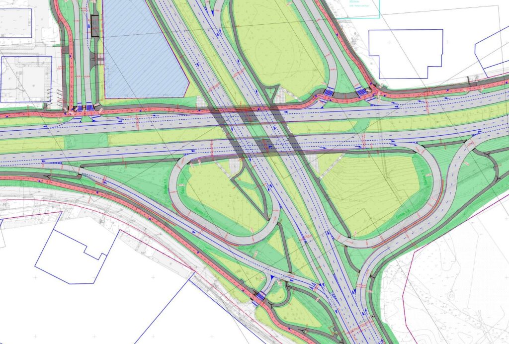 Ozo - Ukmergės - Gelvonų sankryža (Ozo g.) - Velosipēdu ceļš, Iela - vizualizācija