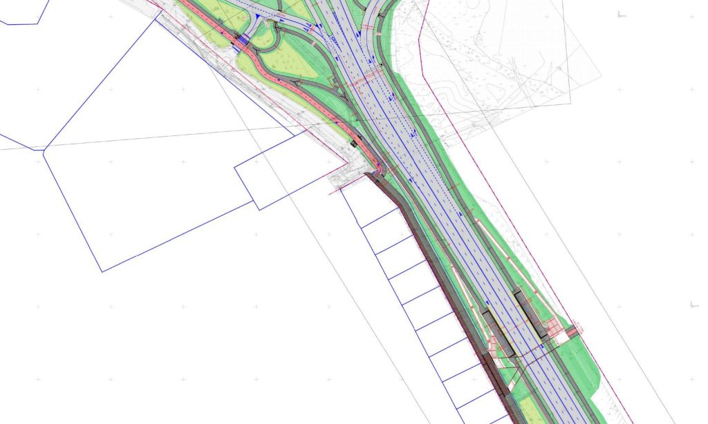 Ozo - Ukmergės - Gelvonų sankryža (Ozo g.) - Velosipēdu ceļš, Iela - vizualizācija