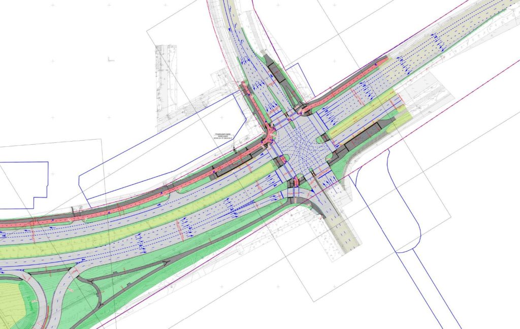 Ozo - Ukmergės - Gelvonų sankryža (Ozo g.) - Velosipēdu ceļš, Iela - vizualizācija