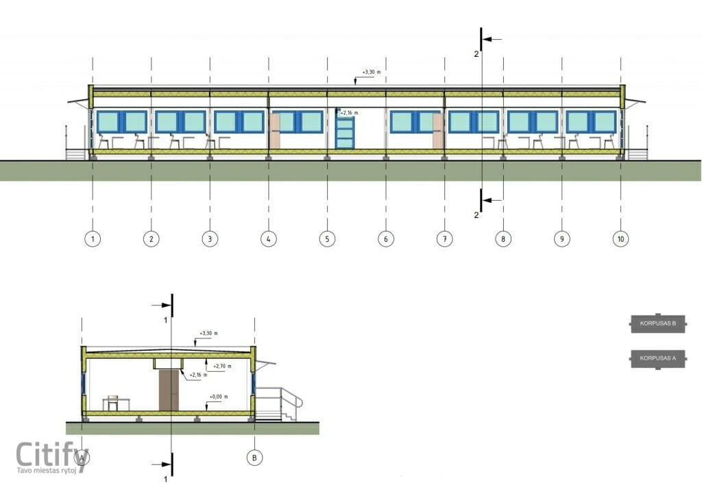 Modulinės klasės Įsruties g. (Įsruties g. 3) - Pradinio ir antrinio ugdymo įstaiga - vizualizacija