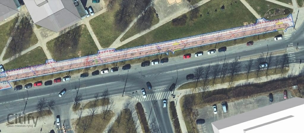 Dviračių takas nuo L. Asanavičiūtės g. 36 iki A. P. Kavoliuko g. (Loretos Asanavičiūtės g.) - Bike path - visualization
