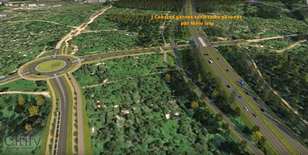 Dienvidu tilta IV kārta I posms (Jāņa Čakstes gatve) - Dviračių takas, Pėsčiųjų takas, Kelias - vizualizacija