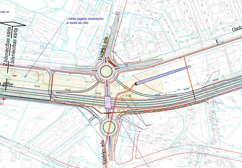 Dienvidu tilta IV kārta I posms (Jāņa Čakstes gatve) - Bike path, Pedestrian path, Road - visualization