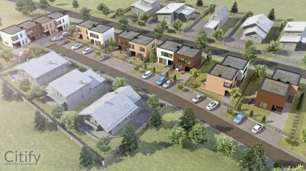 Birutės namai (Seniavos pl. 82, 82A, 84, 84A, 86A, K. Jauniaus g. 15, 17,) - Row housing - visualization