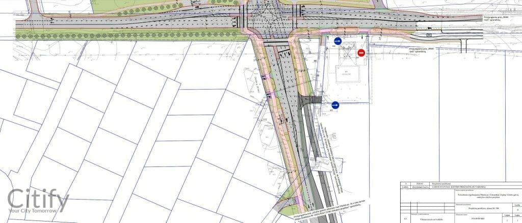 Pilaitės pr. / Čekoniškių / Zujūnų / Gilužio gatvių sankryža (Pilaitės pr.) - Bike path, Street - visualization