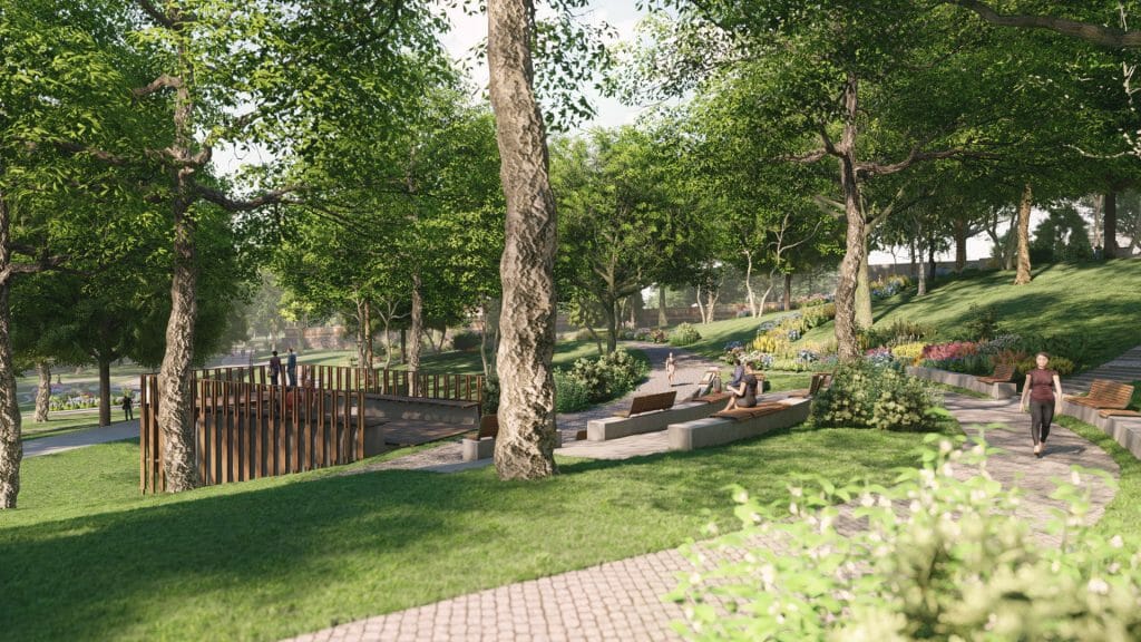 Aldara parks I un II kārta (Sliežu iela 21A) - Park - visualization