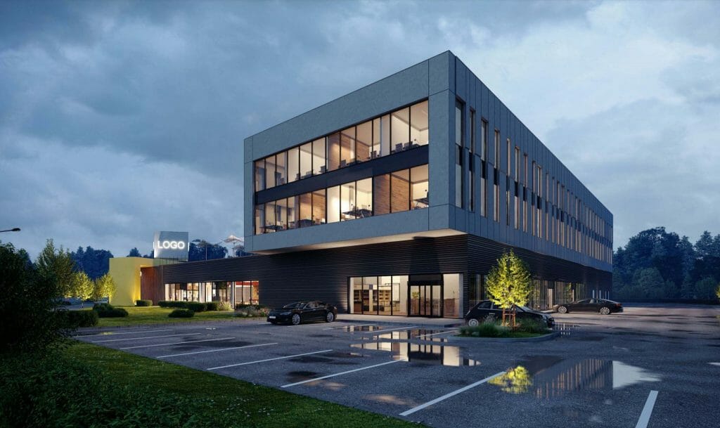 IKI Pilaitės pr. parduotuvė ir administracinis (Pilaitės pr. 42) - Food store, Office center - visualization