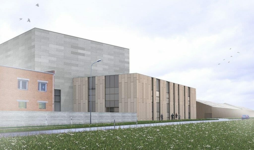 Skatuves mākslu dekorāciju darbnīcu un mēģinājuma zāles komplekss (Meirānu iela 2) - Cultural center - visualization