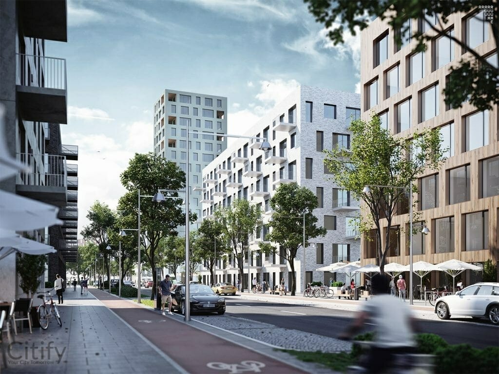 Merks Zaķusala (Zaķusalas krastmala) - Daugiabutis, Verslo centras - vizualizacija