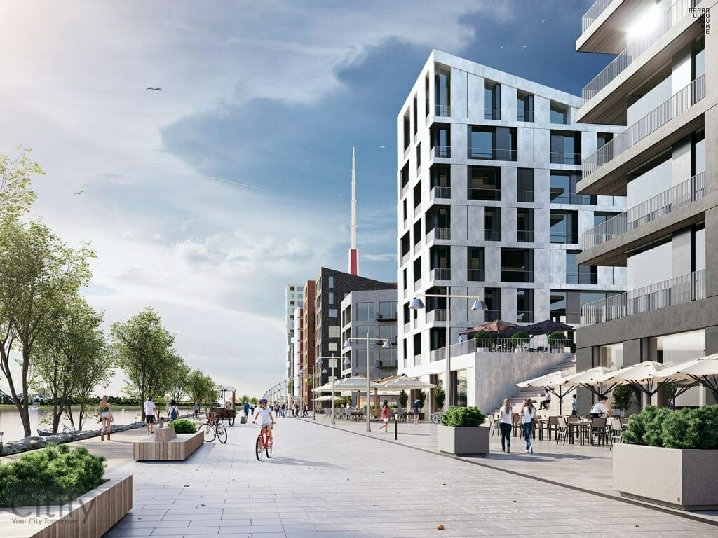 Merks Zaķusala (Zaķusalas krastmala) - Daugiabutis, Verslo centras - vizualizacija