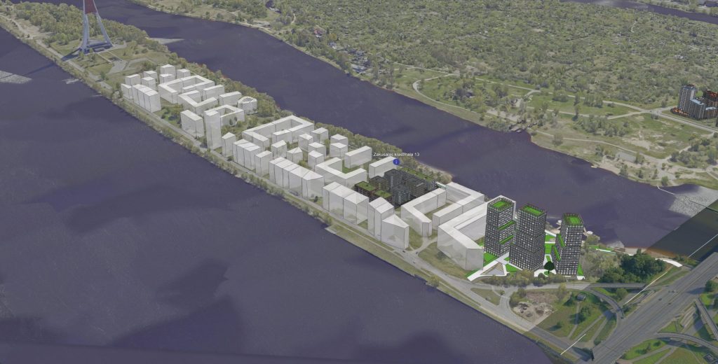 Merks Zaķusala (Zaķusalas krastmala) - Daugiabutis, Verslo centras - vizualizacija