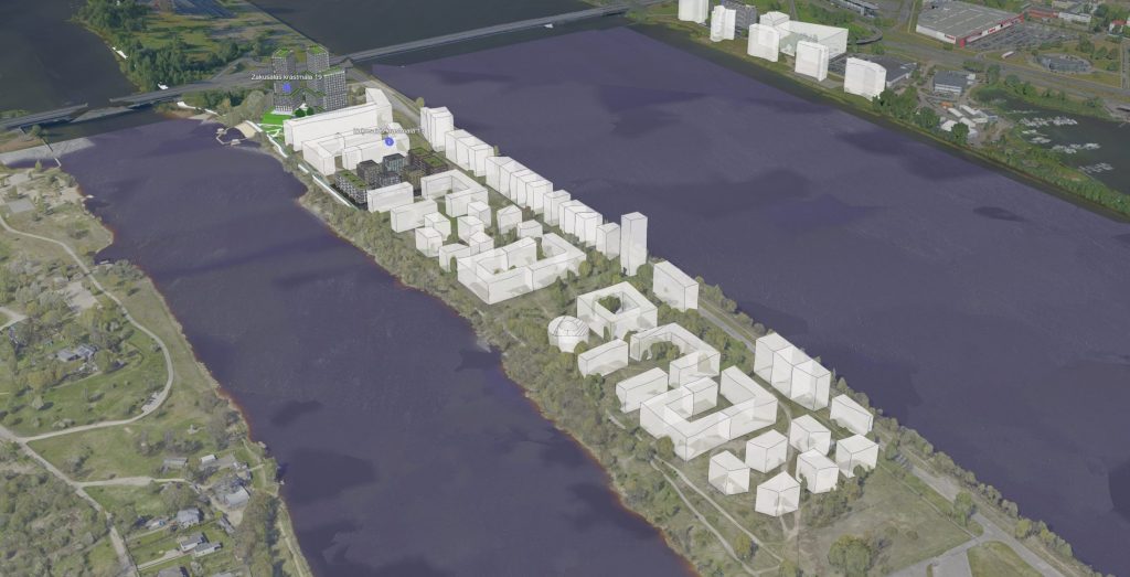 Merks Zaķusala (Zaķusalas krastmala) - Daugiabutis, Verslo centras - vizualizacija