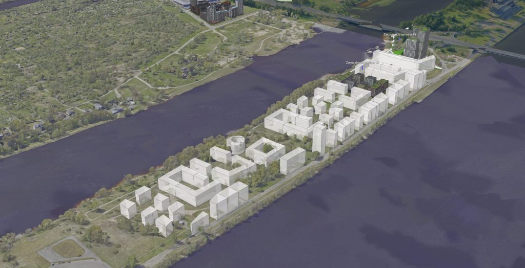 Merks Zaķusala (Zaķusalas krastmala) - Daugiabutis, Verslo centras - vizualizacija