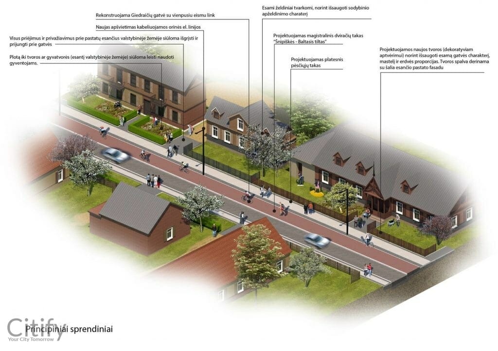 Giedraičių ir S. Fino g. (Giedraičių g.) - Bike path, Street - visualization
