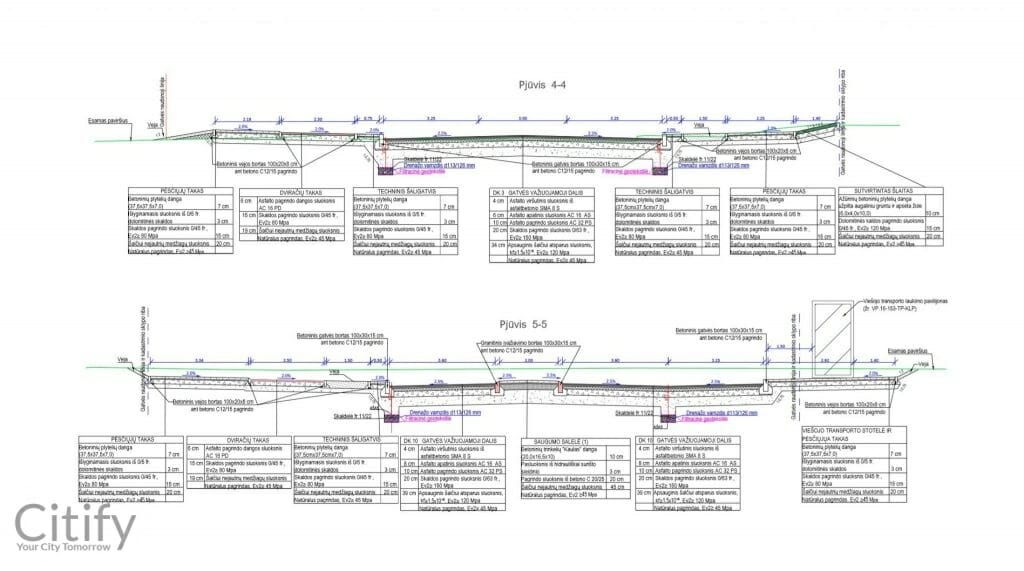 Kernavės g. (Kernavės g.) - Bike path, Street - visualization