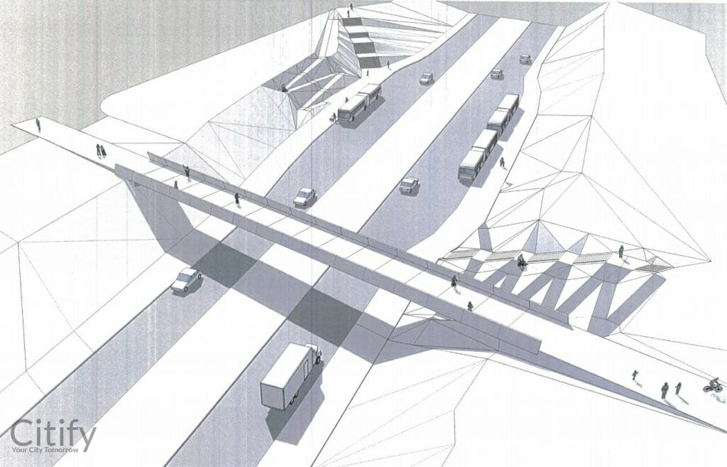Narbuto g. pėsčiųjų viadukas (Narbuto g.) - Bike path, Bridge - visualization