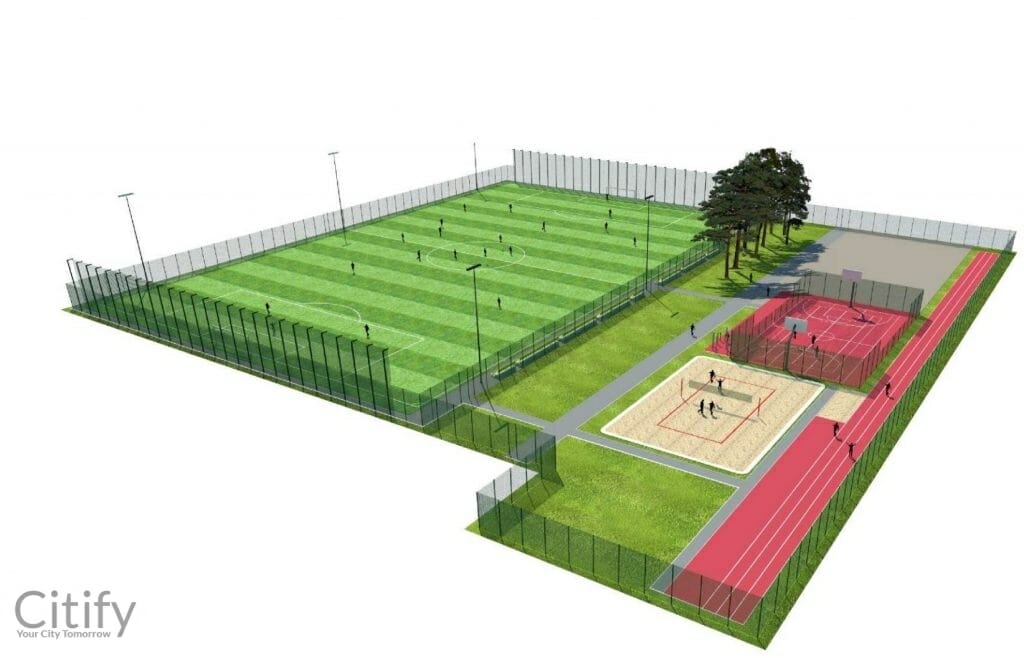 Pilaitės gimnazijos sporto aikštynas (Įsruties g. 3) - Sports field or court - visualization