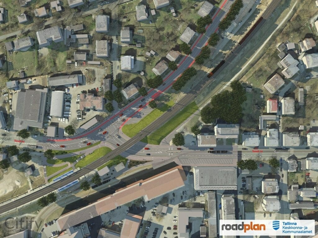 Tondi tänava raudteeülesõidu eritasandiline ristumine (Tondi tn) - Jalgrattatee, Sild, Tänav - visuaalne