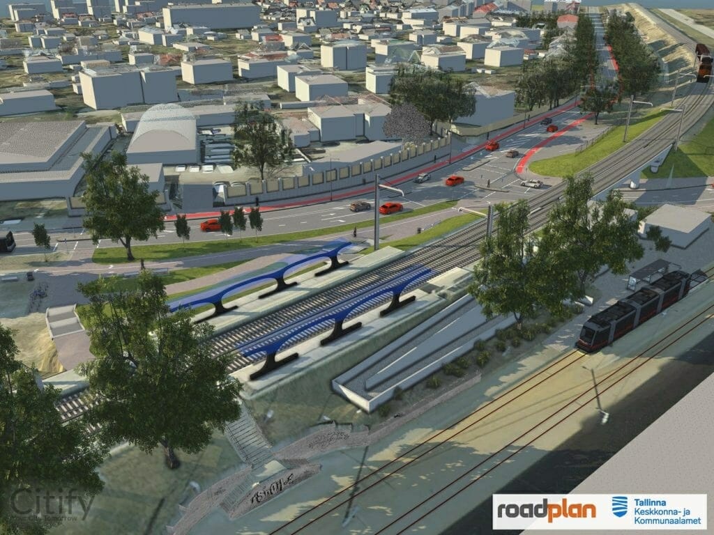 Tondi tänava raudteeülesõidu eritasandiline ristumine (Tondi tn) - Jalgrattatee, Sild, Tänav - visuaalne