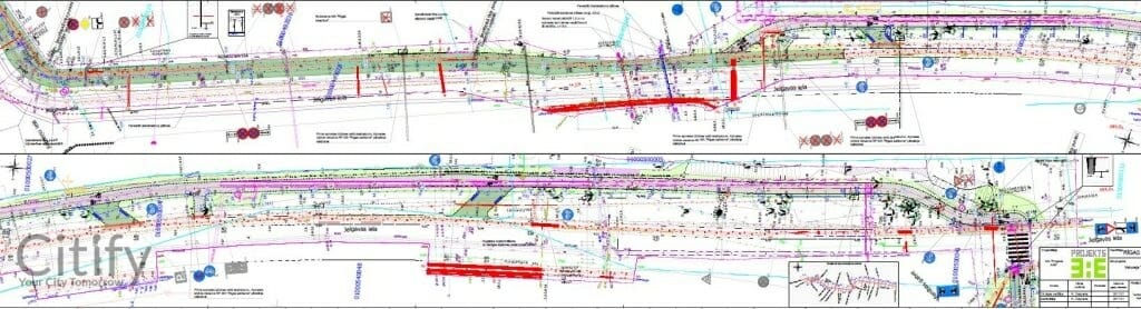 Velosipēdu ceļš Centrs - Ziepniekkalns (Akmeņu iela, Vienības gatve, Telts iela, Valdeķu iela) - Bike path - visualization