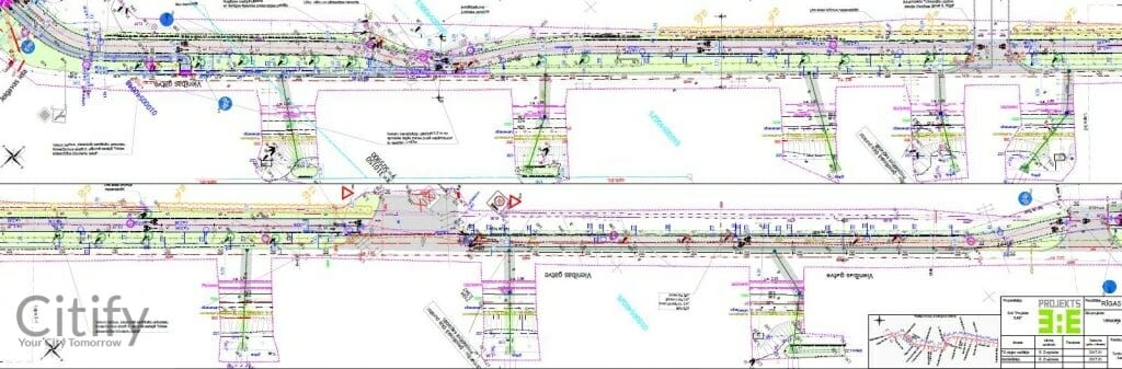 Velosipēdu ceļš Centrs - Ziepniekkalns (Akmeņu iela, Vienības gatve, Telts iela, Valdeķu iela) - Bike path - visualization