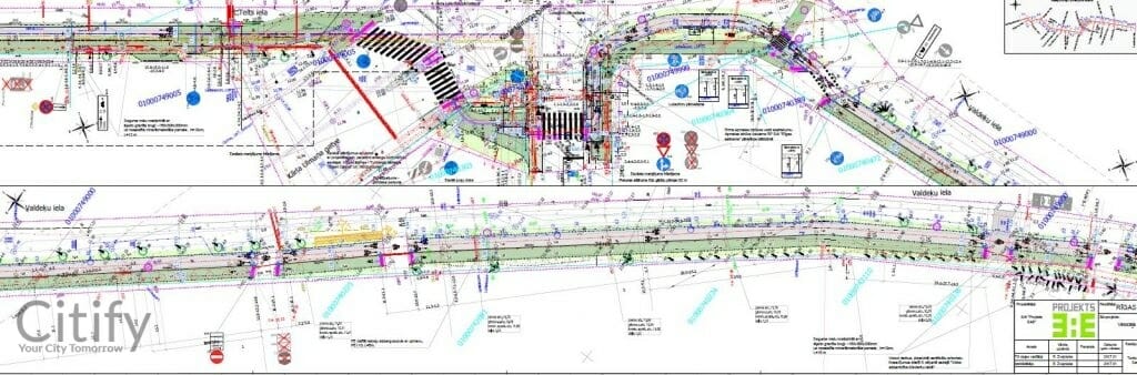 Velosipēdu ceļš Centrs - Ziepniekkalns (Akmeņu iela, Vienības gatve, Telts iela, Valdeķu iela) - Bike path - visualization
