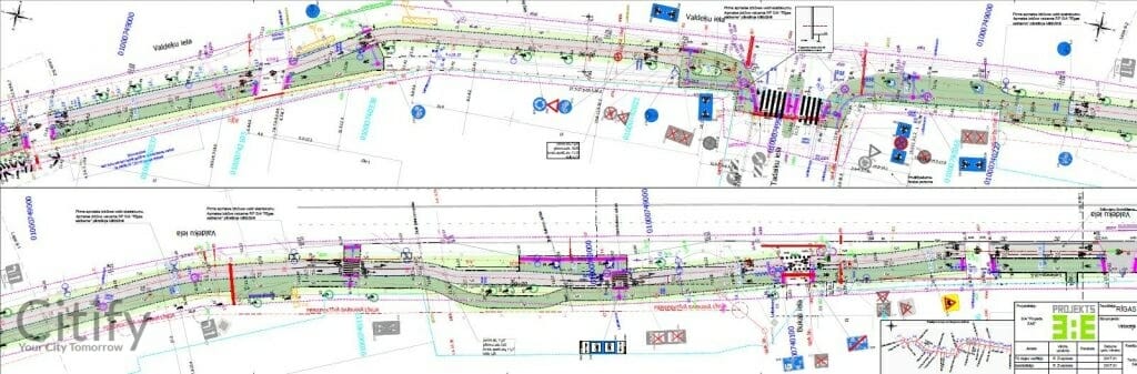 Velosipēdu ceļš Centrs - Ziepniekkalns (Akmeņu iela, Vienības gatve, Telts iela, Valdeķu iela) - Bike path - visualization