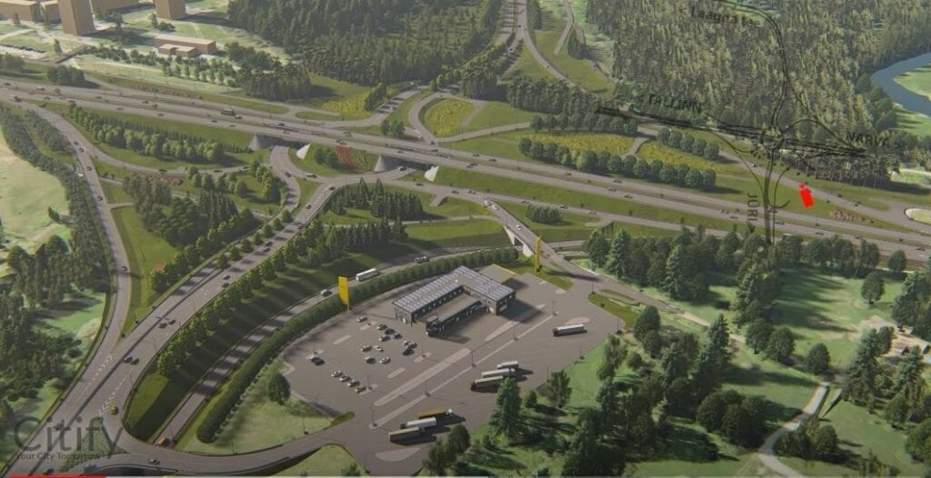 Väo liiklussõlm (Peterburi tee, Rahu tee, Lagedi tee) - Road - visualization