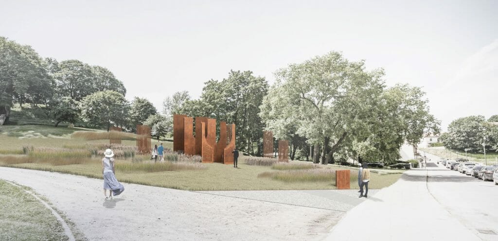 Memorialas Lietuvos gyventojams, gelbėjusiems žydus nacių okupacijos metais (Onos Šimaitės g.) - Skveras - vizualizacija