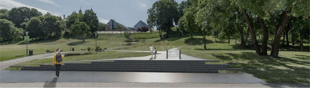 Memorialas Lietuvos gyventojams, gelbėjusiems žydus nacių okupacijos metais (Onos Šimaitės g.) - Skveras - vizualizacija