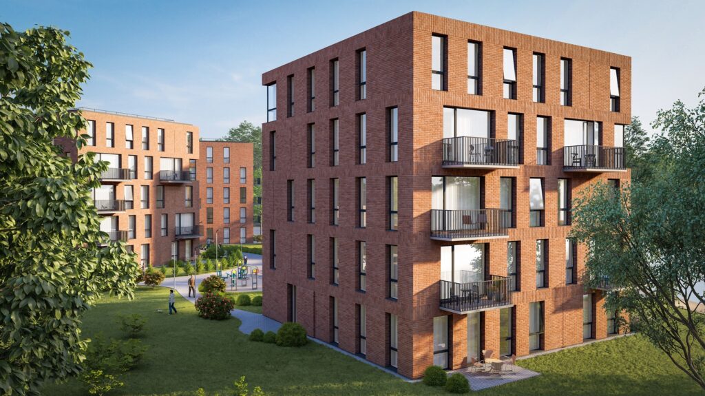 Parko pakrantė (10, 12 namai) (Mokyklos g. 18A) - Daugiabutis - vizualizacija