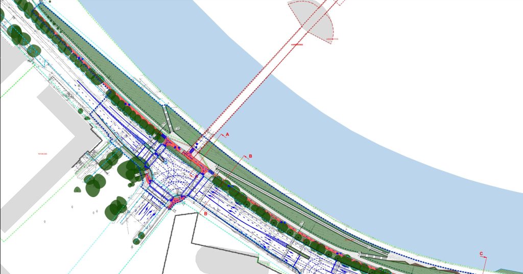 Neries kairiosios krantinės 3 etapas (Goštauto g.) - Bike path, Street, Waterside - visualization