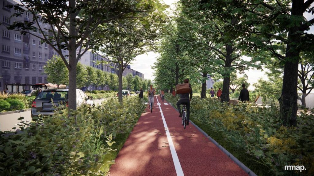 Neries kairiosios krantinės 3 etapas (Goštauto g.) - Bike path, Street, Waterside - visualization