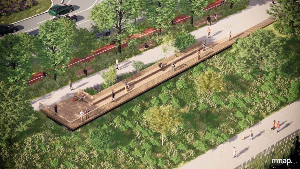 Neries kairiosios krantinės 3 etapas (Goštauto g.) - Bike path, Street, Waterside - visualization