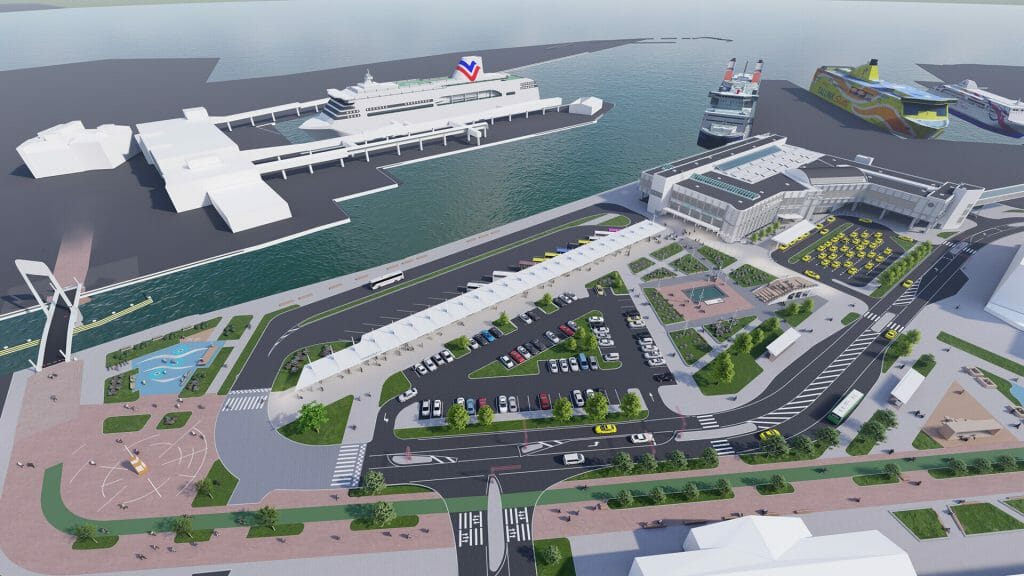 Vanasadama D-terminaliga piirnev välisruum (Logi 2, 4 / Lootsi 13, 14 / Sadama 21. 25 / Uus-Sadama 19) - Bike path, Street - visualization