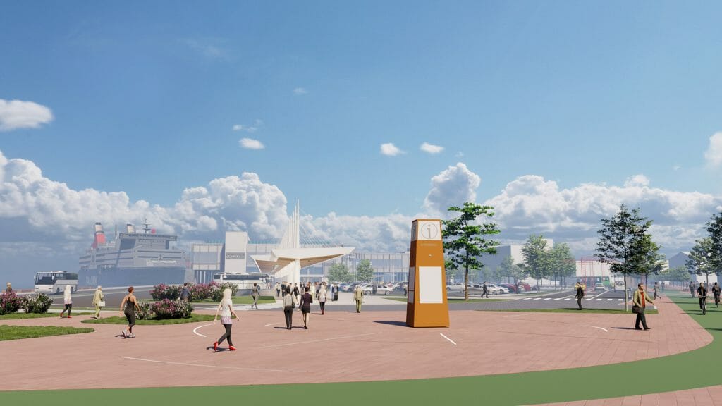 Vanasadama D-terminaliga piirnev välisruum (Logi 2, 4 / Lootsi 13, 14 / Sadama 21. 25 / Uus-Sadama 19) - Bike path, Street - visualization