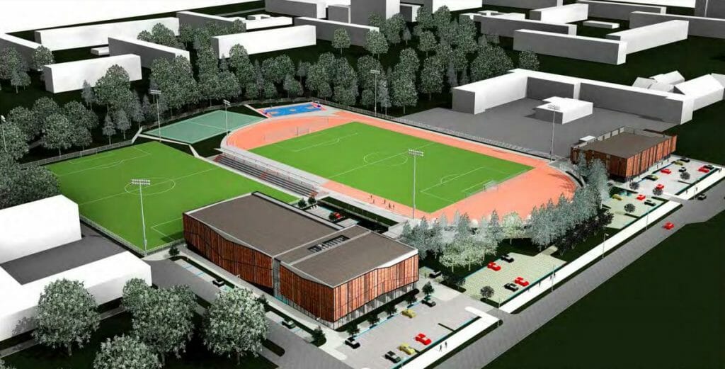 Futbolo mokyklos ir baseino pastato konversija 1 etapas (Paryžiaus Komunos g. 16A) - Sporta būve - vizualizācija