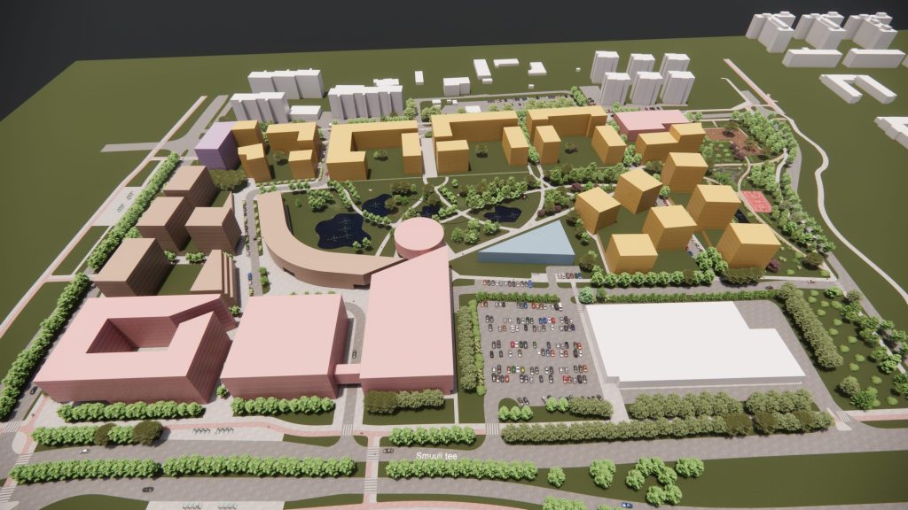 Smuuli kvartal (J. Smuuli tee 1 / Narva mnt 144 / Vana-Kuuli 2, 14 ) - Early education, Food services, Multi apartment, Non-food store, Office center, Other commercial, Other institutional - visualization
