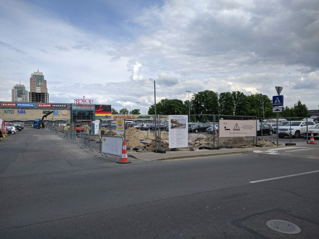 T/C Spice promenāde (Lielirbes iela 29) - Food store, Parking facility - construction photos