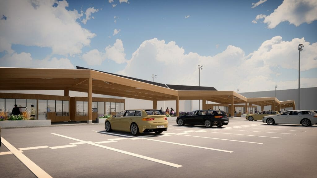 T/C Spice promenāde (Lielirbes iela 29) - Food store, Parking facility - visualization