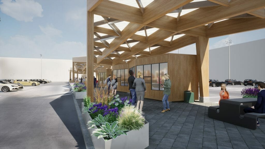 T/C Spice promenāde (Lielirbes iela 29) - Food store, Parking facility - visualization