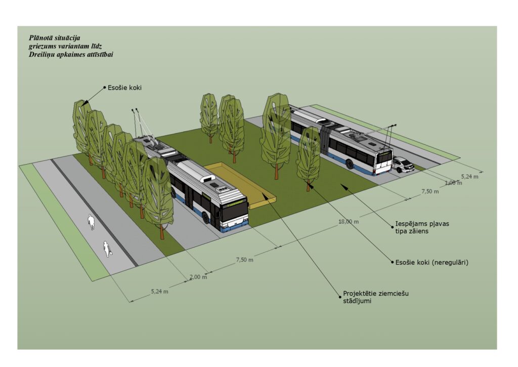 Metrobusa infrastruktūras izbūve Dzelzavas ielā (Dzelzavas iela) - Street - visualization