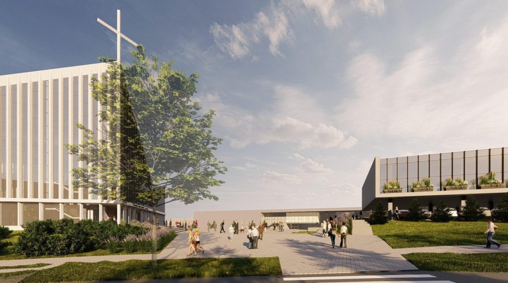 Vilniaus šv. Jono Pauliaus II bažnyčia ir Sielovados centras (Medeinos g. 14) - Dievnams - vizualizācija