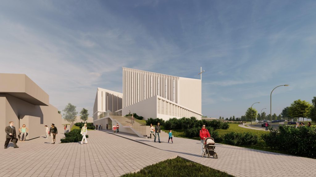 Vilniaus šv. Jono Pauliaus II bažnyčia ir Sielovados centras (Medeinos g. 14) - Dievnams - vizualizācija